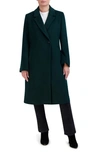 Cole Haan Signature Asymmetric Slick Wool Blend Coat In Forest