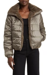 Save The Duck Jeon Water Repellent Reversible Faux Fur Jacket In Mud Grey