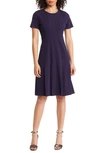 Tahari Asl Fit & Flare Stretch Crepe Dress In Midnight Navy
