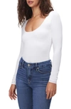 Good American Scoop Neck Long Sleeve Bodysuit In Ivory001