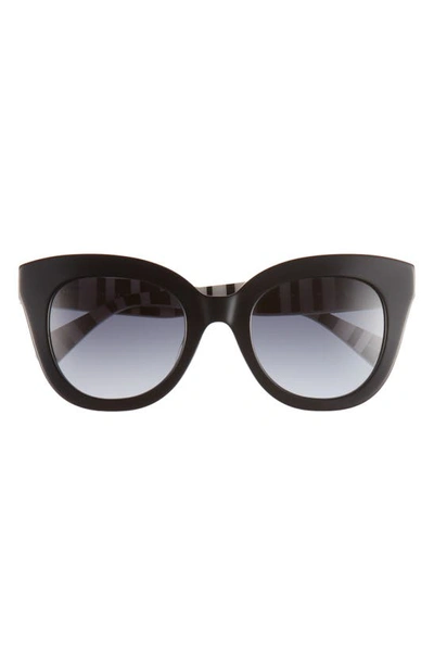 Kate Spade Belah 50mm Gradient Round Sunglasses In Black Pattern White/ Grey