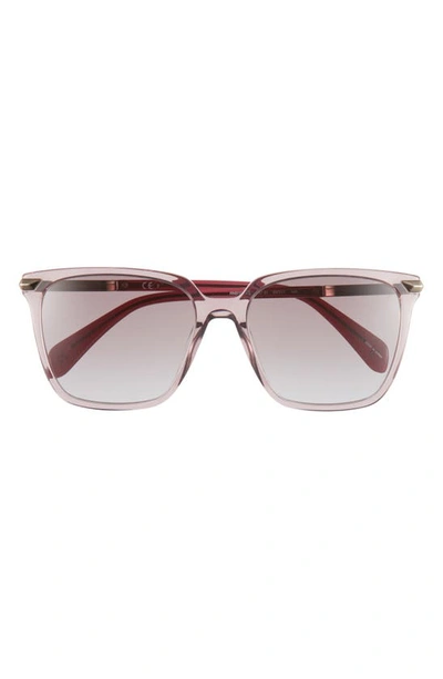 Rag & Bone 55mm Polarized Gradient Rectangle Sunglasses In Grey/ Brown Grey Grad