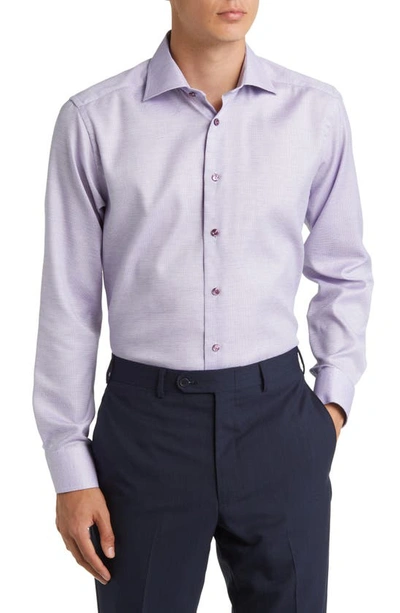 Eton Slim Fit Textured Solid Cotton Dress Shirt In Purple