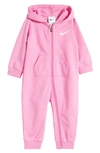 Nike Babies' Essential Hooded Cotton Blend Coverall In Playful Pink