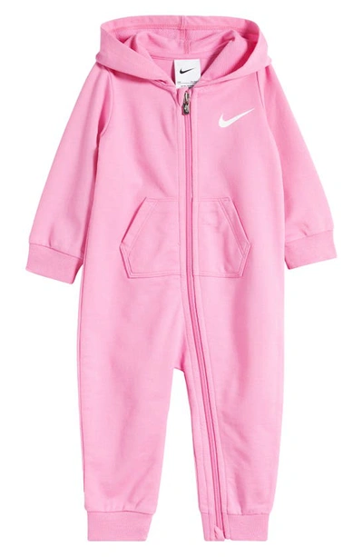 Nike Babies' Essential Hooded Cotton Blend Coverall In Playful Pink