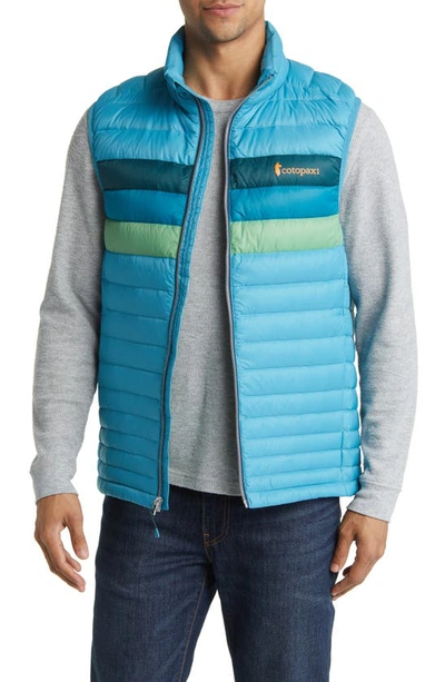 Cotopaxi Fuego Water Resistant 800 Fill Power Down Vest In Poolside Stripes