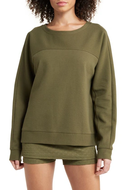 Zella Anya Ottoman Knit Pullover In Olive Night