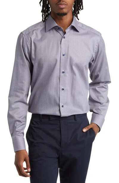 Eton Slim Fit Microprint Twill Dress Shirt In Medium Blue