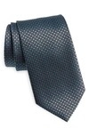 David Donahue Neat Dot Silk Tie In Charcoal