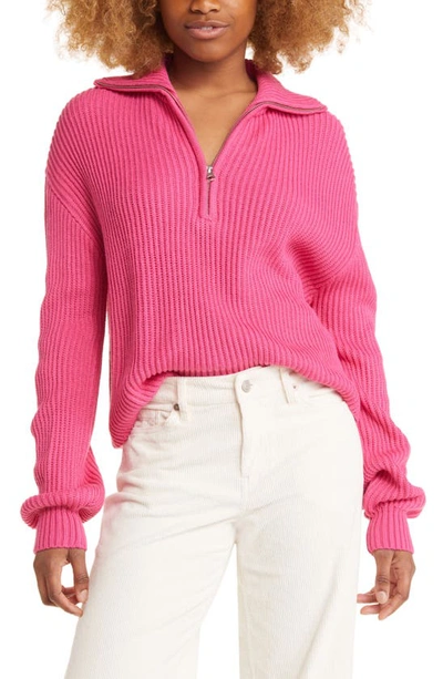 Bp. Quarter Zip Pullover In Pink Magenta