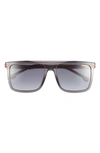 Carrera Eyewear 58mm Flat Top Rectangular Sunglasses In Grey/ Grey Shaded
