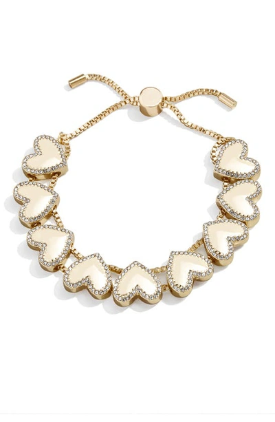 Baublebar Crystal Heart Slider Bracelet In Clear/yellow Gold