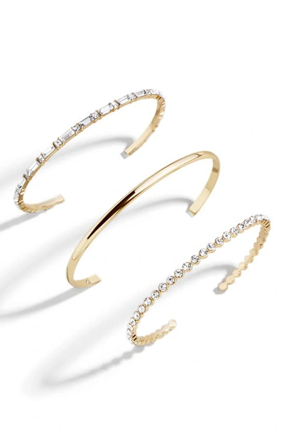 Baublebar Assorted Set Of 3 Crystal Cuff Bracelets In Gold