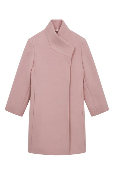 Reiss Kids' Kia Funnel-neck Wool-blend Coat 4-14 Years In Pink