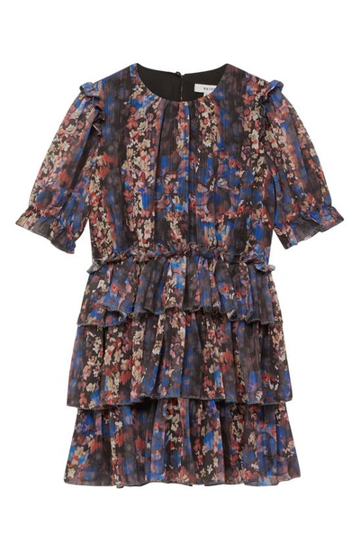 Reiss Henrietta - Navy Print Senior Printed Tiered Dress, Uk 9-10 Yrs