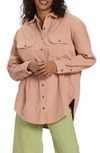 Billabong Always Golden Oversize Cotton Corduroy Shirt Jacket In Rose Dawn