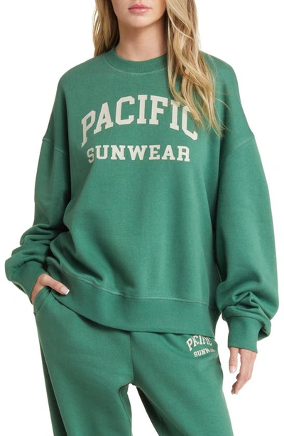 Pacsun Logo Graphic Crewneck Sweatshirt In Smoke Pine