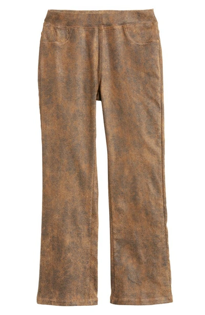 Tractr Kids' Pull-on Crop Flare Pants In Brown