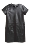 Tractr Kids' Faux Leather Shift Dress In Black