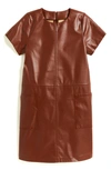 Tractr Kids' Faux Leather Shift Dress In Brown