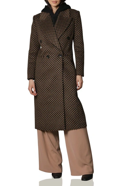 Avec Les Filles Double Breasted Coat In Coffee Bean