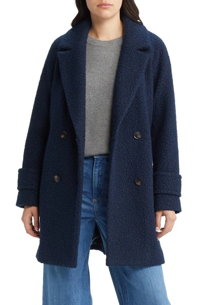 Bcbgeneration Bcbg Double Breasted Bouclé Coat In Navy