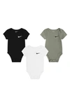 Nike Mini Me 3-pack Bodysuit Set Baby Bodysuits In Grey
