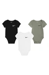 Nike Mini Me 3-pack Bodysuit Set Baby Bodysuits In Dark Gray Heather