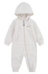 Nike Babies' Hooded French Terry Romper In Brown