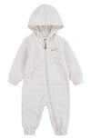 Nike Babies' Hooded French Terry Romper In Pale Ivory Heather
