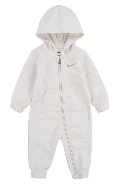 Nike Babies' Hooded French Terry Romper In Brown