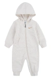 Nike Babies' Hooded French Terry Romper In Pale Ivory Heather