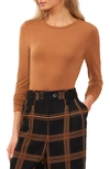 Halogen Crewneck Long Sleeve T-shirt In Desert Camel