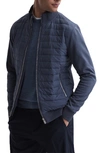 Reiss Flintoff Quilted Bomber Jacket In Airforce Blue