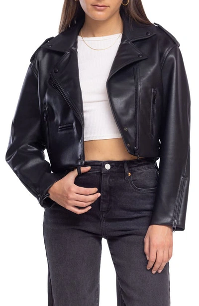 Blanknyc Faux Leather Crop Moto Jacket In High Flyer