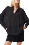 French Connection Clar Rhodes Textured Popover Tunic Shirt In Black