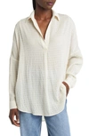 French Connection Clar Rhodes Textured Popover Tunic Shirt In Classic Cream