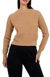 French Connection Mozart Mixed Stitch Cotton Sweater In Camel Melange