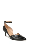 Naturalizer Evelyn Ankle Strap Pointed Toe Pump In Black Leather