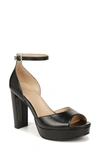 Naturalizer Pearlyn Ankle Strap Platform Sandal In Black Leather