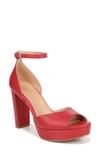 Naturalizer Melina Ankle Strap Platform Sandal In Crimson Red Leather