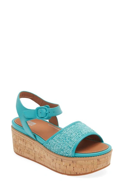 Fitflop Eloise Platform Sandal In Tahiti Blue/ Ivory