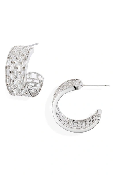 Nordstrom Cubic Zirconia Hoop Earrings In Clear- Silver