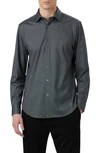 Bugatchi James Ooohcotton® Trim Fit Stripe Button-up Shirt In Black/grey