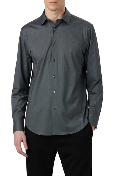 Bugatchi James Ooohcotton® Trim Fit Stripe Button-up Shirt In Black/grey