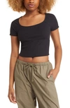 Bp. Square Neck Rib Baby Tee In Black Jet