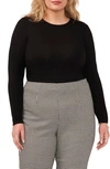 Halogen Crewneck Long Sleeve Knit Top In Rich Black