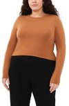 Halogen Crewneck Long Sleeve Knit Top In Desert Camel