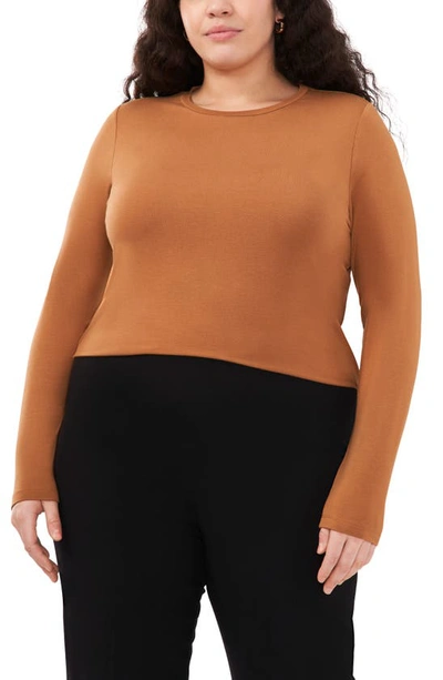 Halogen Crewneck Long Sleeve Knit Top In Desert Camel