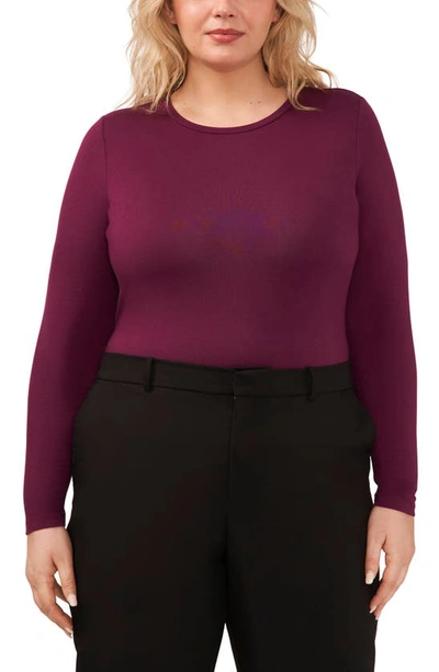 Halogen Crewneck Long Sleeve Knit Top In Grape Wine